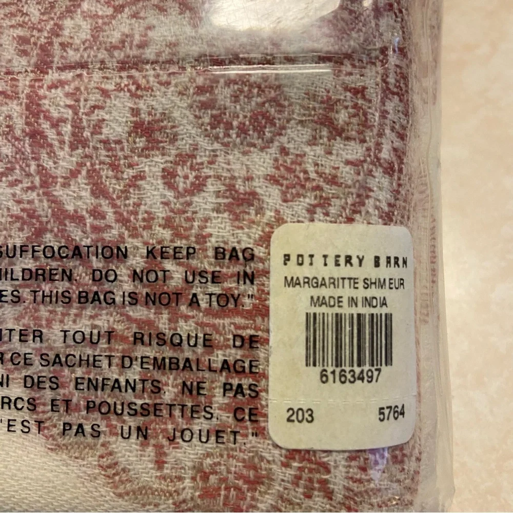 Pottery Barn Pillow Sham Margaritte Jacquard Red Paisley Wool Blend European New